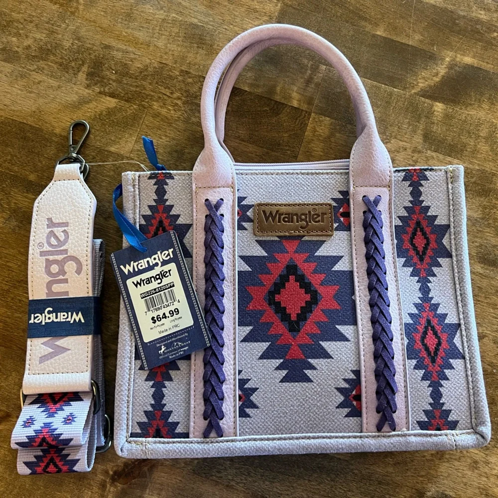 Wrangler Geometric Pink and Purple Tote - Picture 1 of 2